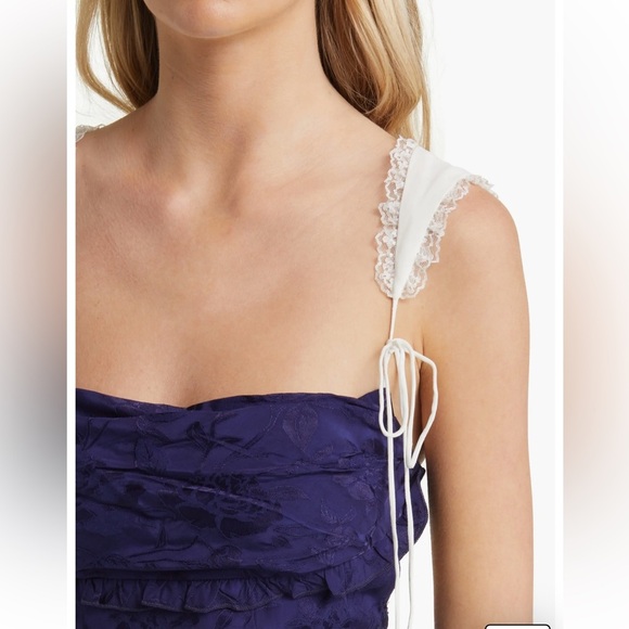 NWT For Love & Lemons Holland Floral Jacquard Minidress in Blue - Picture 4 of 14